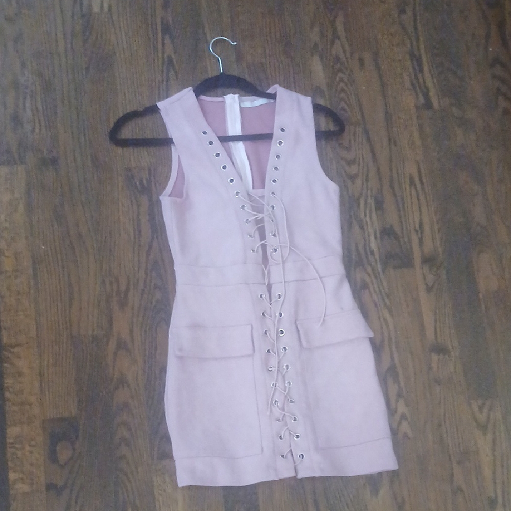 Zara Pink Lace-Up Mini Dress